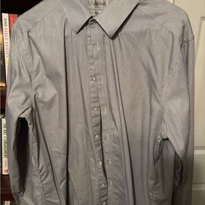 Calvin Klein Men's Pinstripe Shirt in Gray